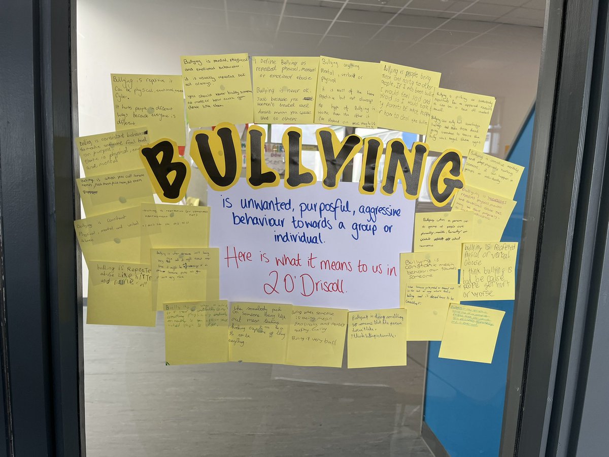 OideGrace's tweet photo. 2 O’Driscoll are currently completing the FUSE Anti-Bullying programme in conjunction with  @DCU_IoE 
Here’s what my students had to say about their understanding of bullying: 

@swords_cc #ddletb #ReadyToLearn https://t.co/92Bhv1mwmz