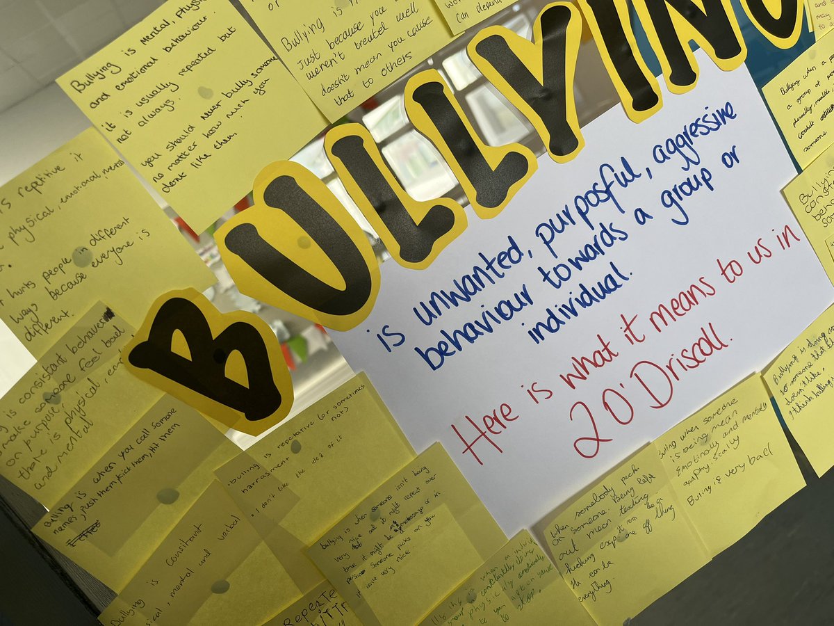 OideGrace's tweet photo. 2 O’Driscoll are currently completing the FUSE Anti-Bullying programme in conjunction with  @DCU_IoE 
Here’s what my students had to say about their understanding of bullying: 

@swords_cc #ddletb #ReadyToLearn https://t.co/92Bhv1mwmz