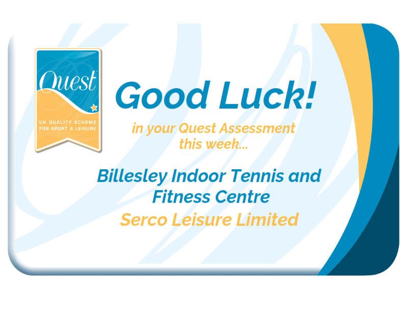 QuestInLeisure's tweet photo. Big shout out to the team at Billesley Indoor Tennis and Fitness Centre - @sercoleisure! Good luck with your Quest Plus Assessment this week!!
#Quest #QuestInLeisure #QuestPlus #SercoLeisureLimited #Serco https://t.co/sN4pmqzVku