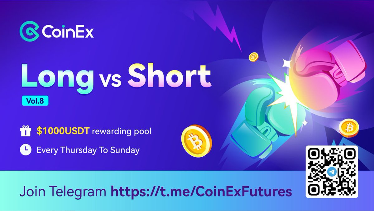 🥊 Long VS Short Vol.8

Predict $TONE 72hrs price percentage change to win prizes! 🤩

⏰ 20th - 23rd Oct
🎁 Win up to $1000 USDT
🔃 RT with #CoinExRLWC

Learn more 👉 coinex.com/info/TONE

Join here 👉 gleam.io/5mzoB/long-vs-…

#CoinEx #CoinExFutures #TONE #TEFOOD #Giveaway