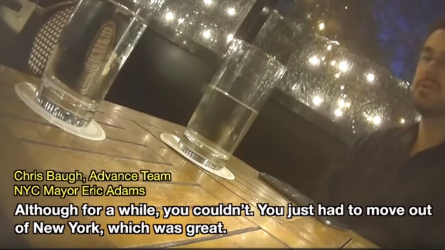 ImpunityCity's tweet photo. The most scandalous part of #ProjectVeritas #NYCLeaks video of @NYCMayor's advisor #ChrisBaugh was when he revealed how the vaccine mandate was great because it forced people to quit and leave New York City. 

Proving that the vaccine mandate was a tool for gentrification. https://t.co/zdbhLNYsd1