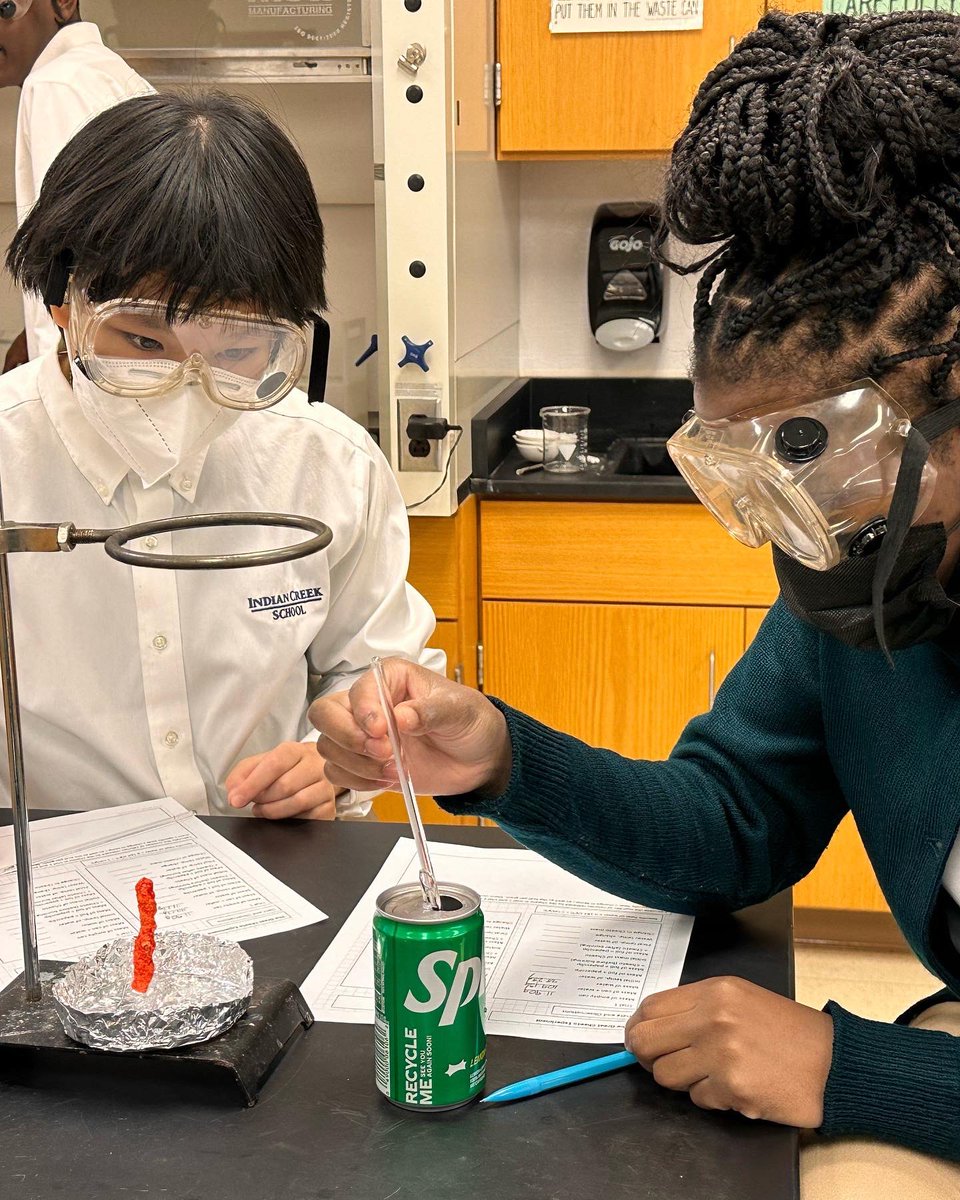 ICSEagles's tweet photo. Mr. Colley's Chemistry class took the concept of "flamin' hot Cheetos' to the next level as they conducted a lab to see how much caloric energy it takes to 'burn' one piece of their favorite snack food. (Sprite can Bunsen burners added to enhance the teen vibe!) #icsstem https://t.co/cWrGxKAjDr