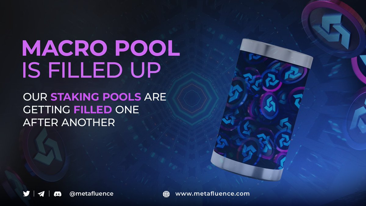 metafluence's tweet image. 🚀 One more mission accomplished 🙌 Our #staking pools are getting filled one right after another 📊

 MACRO Pool (9 months) got filled following the other pools' completion tendency. 

👉 There's only MICRO Pool left; hurry up to stake just now: metafluence.com/staking/