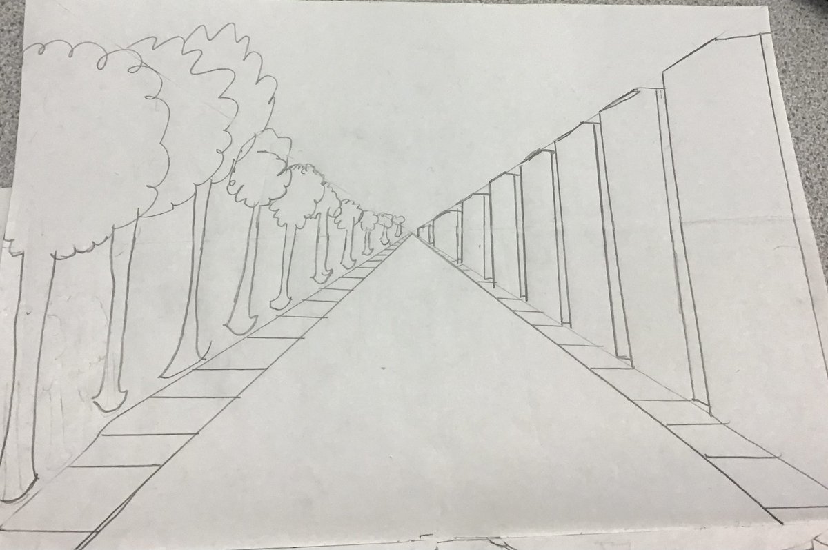 HuntingtonPrim2's tweet photo. Some amazing perspective art from Year 5 #encouragecreativity https://t.co/6je921qycO