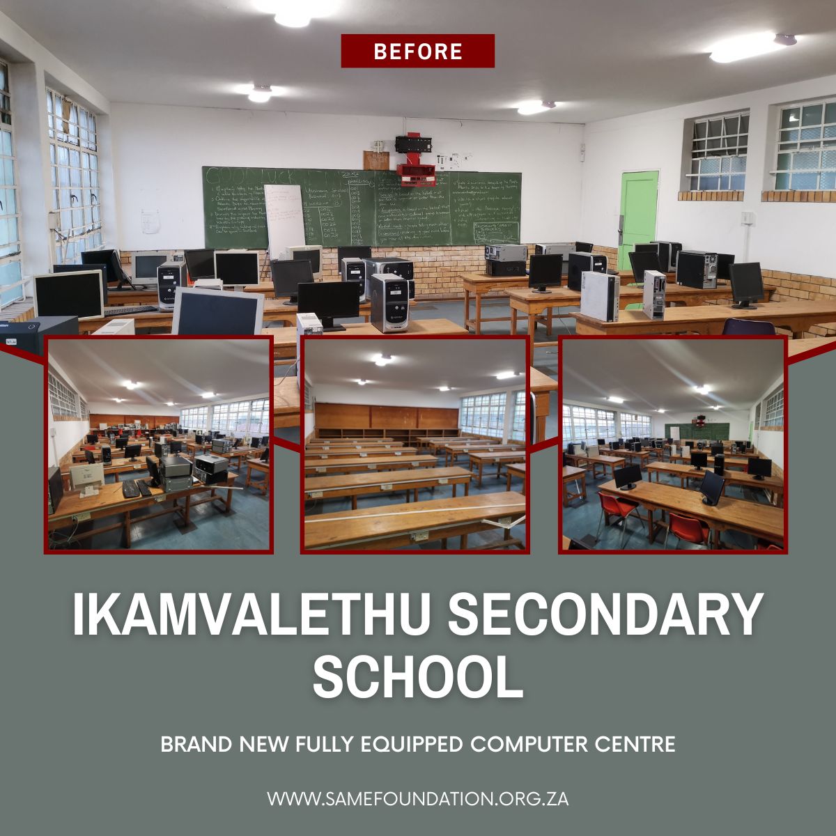 SAME_Foundation's tweet photo. #ThrowbackThursday
Thank you to the numerous donors of SAME Foundation who contributed to completely renovating and equipping the brand-new computer centre at Ikamvalethu Secondary School.
#EducationForAll #EducationMatters #NPO #CSR #ComputerLiteracy #FreeToLive #FreeToLearn https://t.co/8s871c5yoK