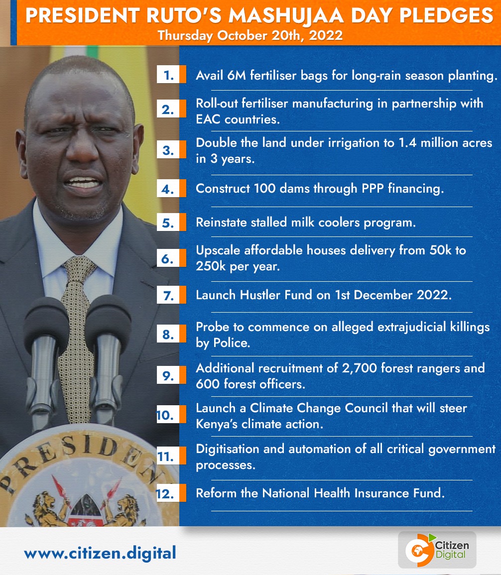 ICYMI: President William Ruto's Mashujaa Day Pledges via @citizentvkenya