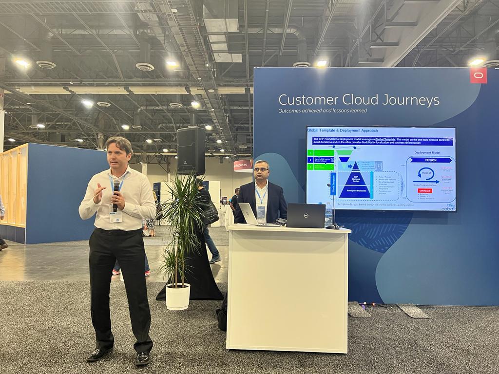 InfosysEvents's tweet photo. Volkan Akincioglu, JCI, and Ashutosh Srivastava, Infosys, shed light on how Johnson Controls International devised a strategy to adopt Oracle Cloud and successfully transformed their business and technological capabilities at Oracle #CloudWorld. #InfyAtOCW22 #OCW https://t.co/dJviLPqtpC
