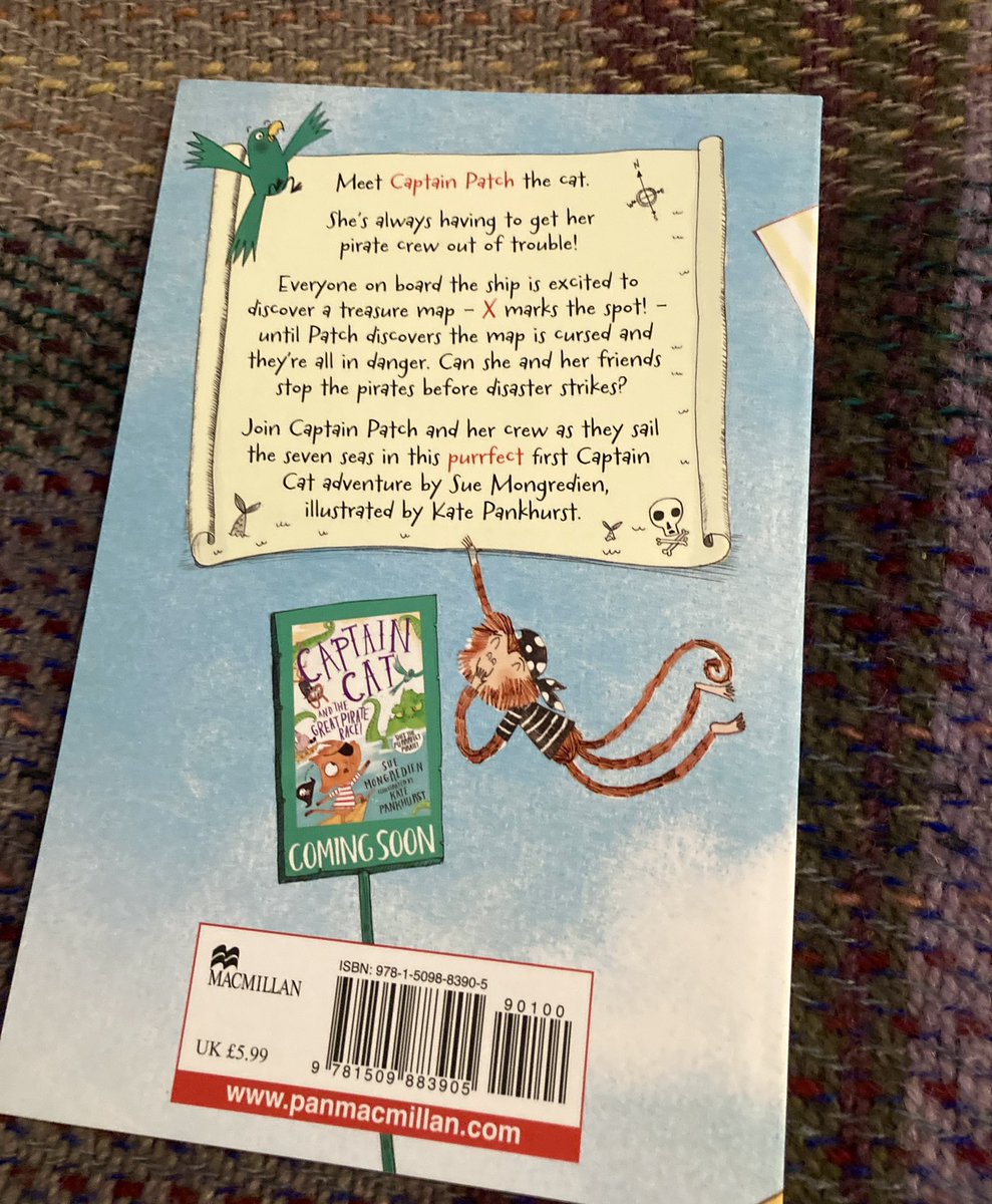 wurdsmyth's tweet photo. 9. The #CaptainCat series by @LDiamondAuthor, illustrated by @KateisDrawing. Brilliantly funny adventures with Captain Patch and her motley crew aboard the Golden Earring. Flo loves Cutlass the Parrot’s terrible jokes! Published by @MacmillanKidsUK ☺️✨
#kidlit #BookTwitter https://t.co/dmZFflN1n6