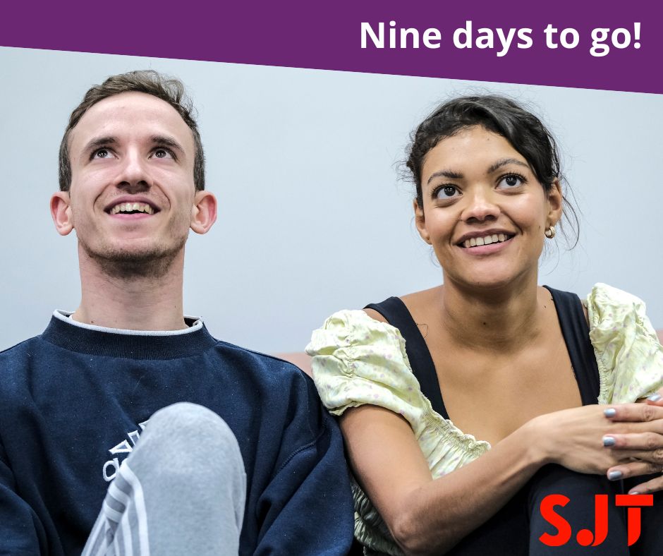 When you're down to single figures...💫 🐝 Just nine days until Carla Harrison-Hodge and @EmilioIannucci1 take to the stage as Marianne and Roland in Nick Payne's dazzling love story #Constellations, opening Fri 28 Oct. 🎟️ sjt.uk.com/events/constel…