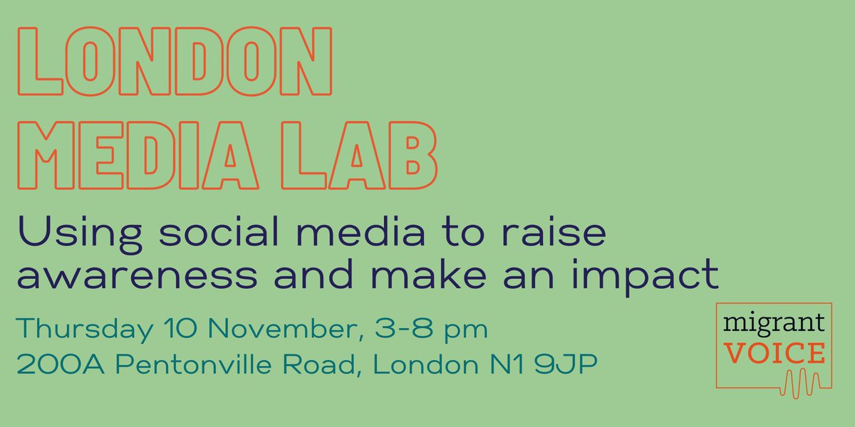 Join our Media Lab in London on 10 November & learn about using social media to raise awareness & have an impact! Experts will run training sessions on social media, photography, videomaking, & more. You can sign up to as many as you want 🤓 More info 👉 tinyurl.com/LondonMediaLab