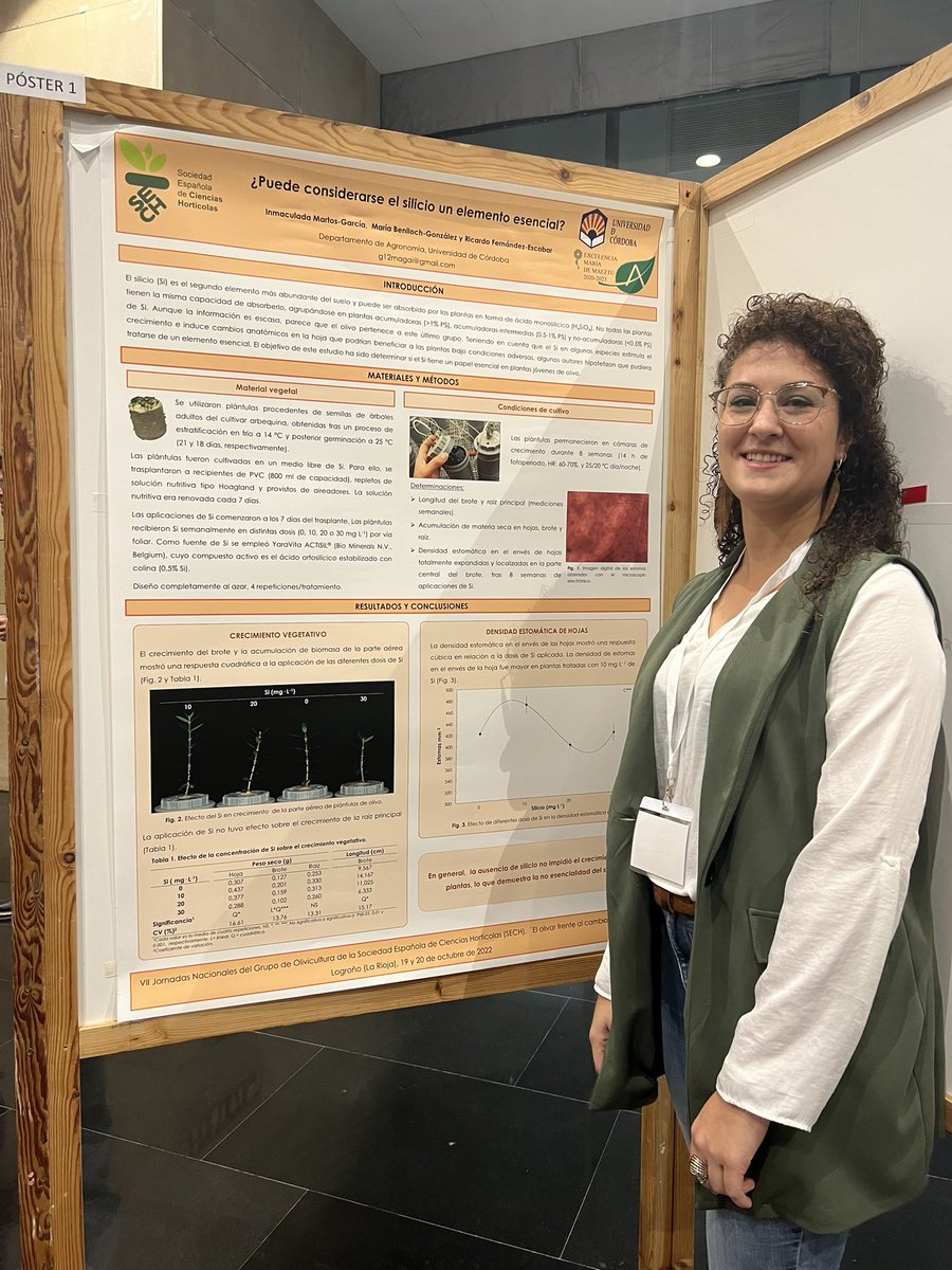 Mercesrg's tweet image. Buen trabajo el que está realizando @MartosInma en la nutrición del olivar 🌿 Su póster para las VII Jornadas Nacionales del Grupo de Olivicultura de la @SECHorticolas