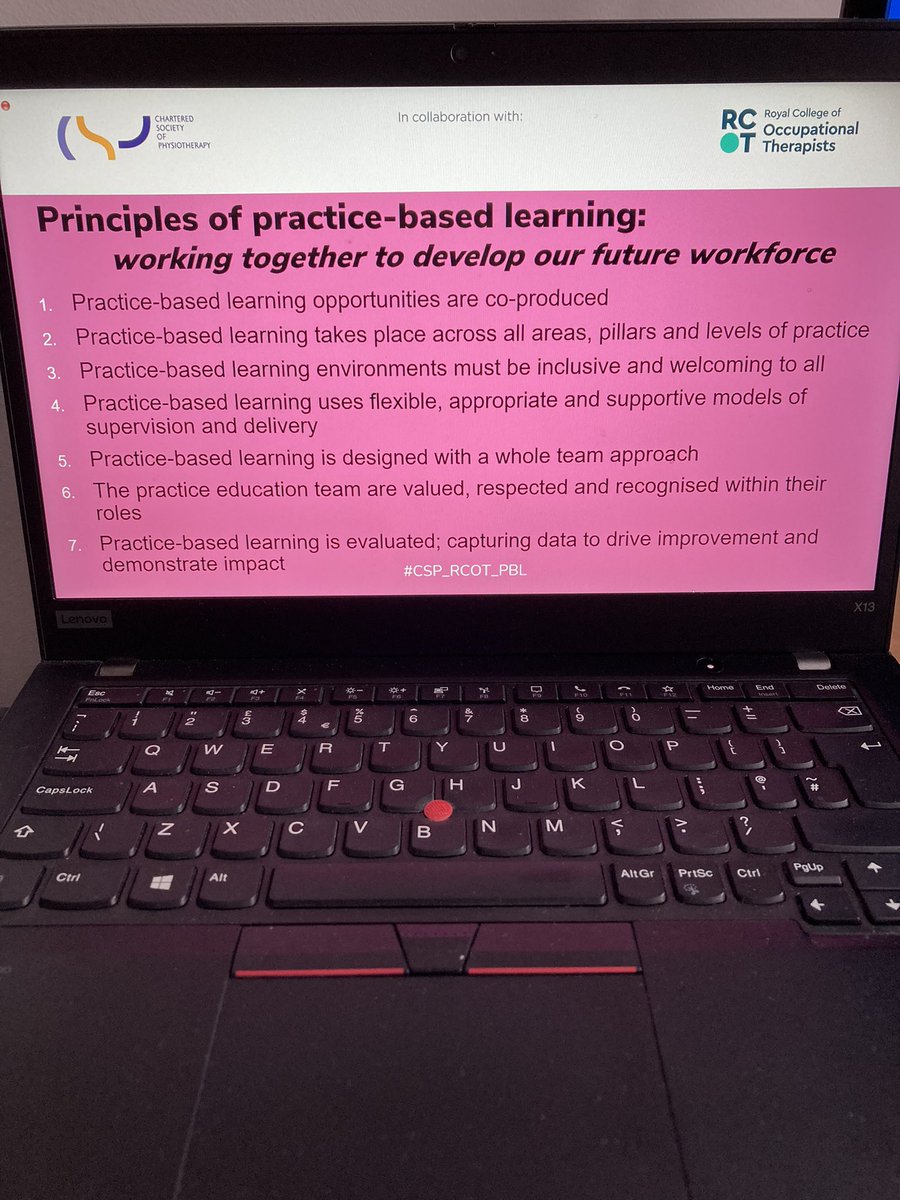Excited to read and reflect more on these 7 principles following the PBL launch webinar today! So great to see joint working between CSP & RCOT #CSP_RCOT_PBL