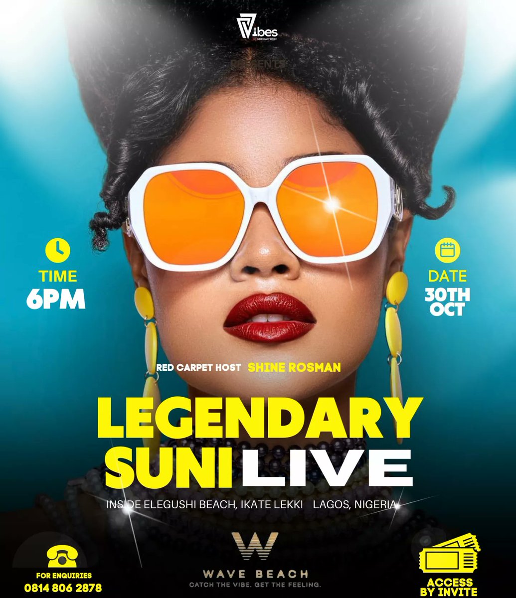 Unveiling Our Red-Carpet Host! 🔥
The Delectable <a href="/shine_rosman/">Sunshine Rosman</a> 
10 DAYS TO #SUNILIVELAGOS 

30TH OCTOBER, 2022 
Venue - <a href="/wavebeachlagos/">Wave Beach Lagos</a> 🇳🇬 

RSVP HERE ✨ To attend 
linktr.ee/thelegendarysu…