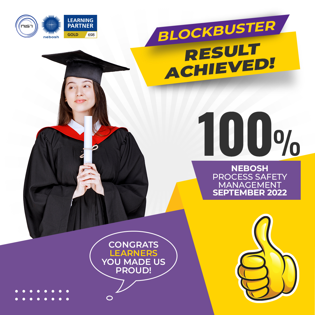 NIST_Global's tweet photo. Hurray! NIST achieved 100% blockbuster result in NEBOSH Process Safety Management course. We are immensely proud of our learners &amp; appreciate their effort &amp; hard work 
.
.
.
#nist #nistinstitute #nebosh #neboshpsm #psm #safety #safetyinstitute #safetycareer https://t.co/SYwkpITrum