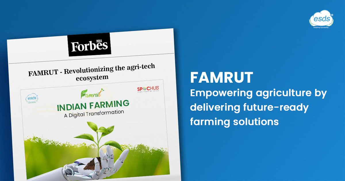 ESDSDataCenter's tweet photo. In this insightful article with @ForbesIndia , we shared  how @FamrutApp is delivering future-ready farming solutions and connecting farmers with technology. 

Read the entire article here: https://t.co/HDzLEOsJLs

#ESDS4U #Forbes #farming #technology #agriculture #digitalindia https://t.co/yFf3woh4Ya