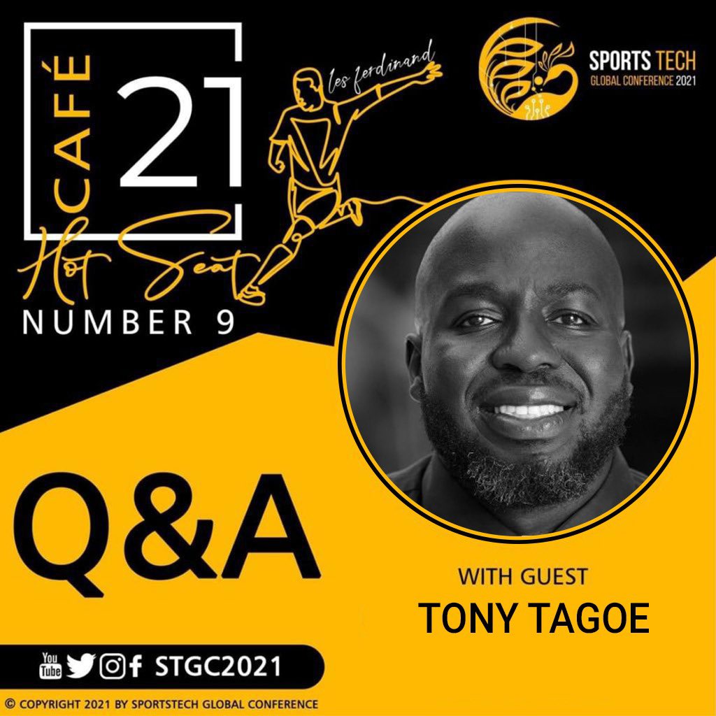 Coming next on Café 21: Tony Tagoe

A specialist in the Entertainment sector. Produced and Executive producer in the Film industry and various multinational brand campaigns.

The interview will be going live on Friday🔥

 #stgc #technology #people #interview #sports