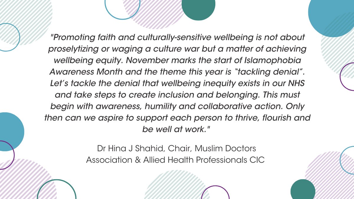 As part of our @HSJnews takeover - @hinajshahid, Chair of @Muslimdoctors and Co-founder of @NhsGroup has written a piece on decolonising wellbeing for NHS staff in order to achieve wellbeing equity. Read here 👉 bit.ly/3Deo7Vm