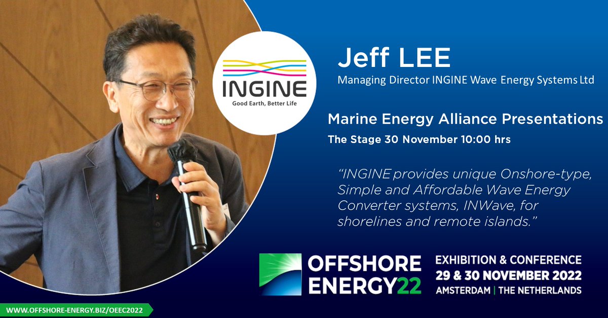 Jeff Lee, Managing Director at INGINE will speak during Offshore Energy Exhibition &amp; Conference about their innovation at INGINE. 

#interregnwe #marineenergy #OEEC2022