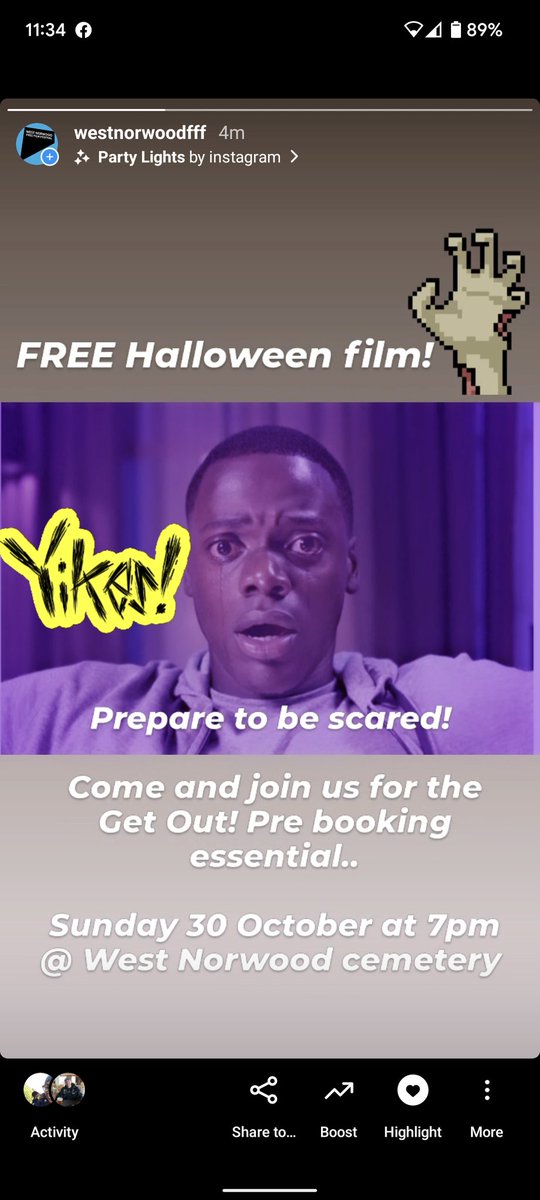 WestNorwoodFFF's tweet photo. Last remaining tickets available for the Get Out free film screening! This will be held at @WNCemetery on 30 October at 7pm. You can book your seat here: https://t.co/j1bQHQwfky 👻 #WNFFF #WestNorwoodCemetery #FreeFilmFestivals #London https://t.co/qJGGJzJcwe