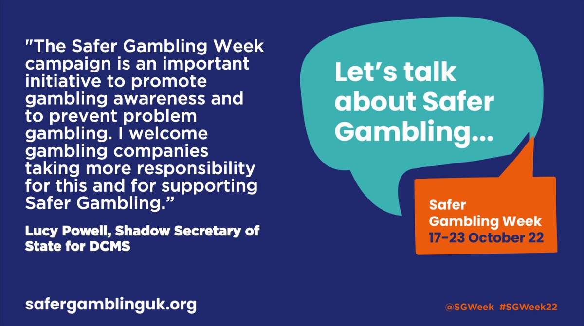 Safer Gambling Week is proud to be endorsed by <a href="/DamianCollins/">Damian Collins</a>, <a href="/LucyMPowell/">Lucy Powell MP</a> and @andrewjonrhodes.

Throughout the week we will providing lots of information so you can equip yourself with the knowledge and tools to gamble safely.

For more info: safergamblinguk.org

#SGWeek22