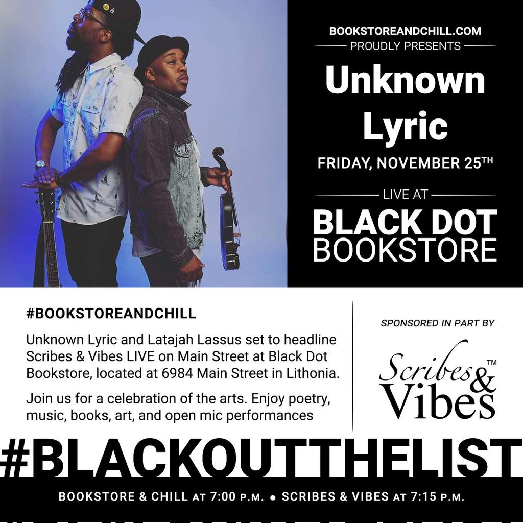 liveonmain's tweet photo. #REIMAGINEYOURBOOKSTORE! #UnknownLyric &amp; #LatajahLassus set to headline #scribesandvibes #LIVEonMainStreet at #BlackDotCulturalCenter on 11.25.22 at 11:00 a.m. | #blackfridaycelebration #bookstoreandchill #blackbookstoretour #liveonmain #blackoutthelist • https://t.co/Jfq5b9edZ8 https://t.co/v2GDqmq42Q