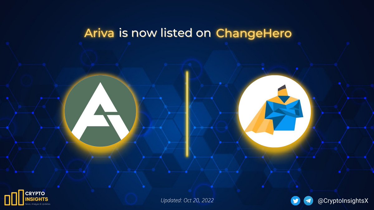CryptoInsightsX's tweet photo. ๐ขJUST IN: @ArivaCoin $ARV is now listed on @Changehero_io ๐
#ChangeHero is a fast-growing cryptocurrency exchanges. Users can swap between different types of cryptos and buy cryptocurrency instantly by credit or debit cards ๐
#Crypto #CryptoNews #ArivaDigital #ArivaFamily https://t.co/8GMPHkyb0o