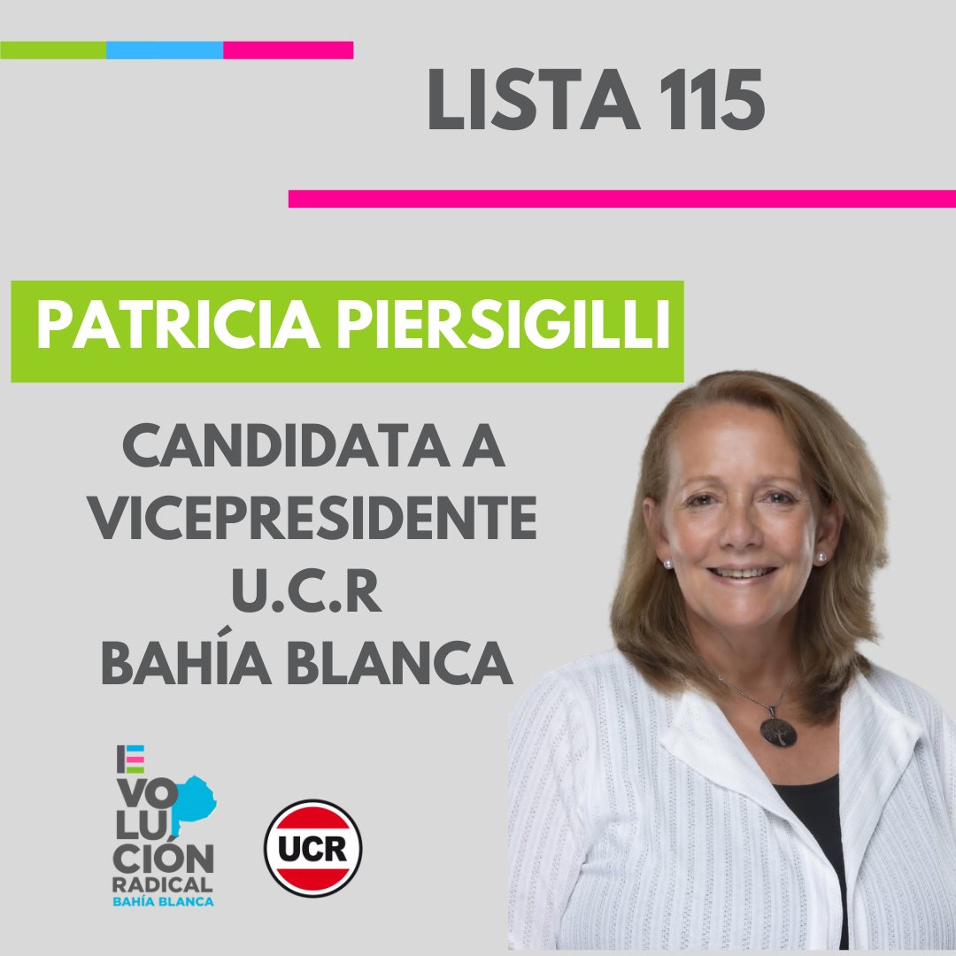 La referente de #EvolucionBahiaBlanca   <a href="/PPiersigilli/">Patricia Piersigilli</a> será nuestra candidata a vicepresidente de la <a href="/UCRBahiaBlanca/">UCR Bahía Blanca</a>. 
El afiliado encontrará en ella vocación, honestidad y trayectoria que se requiere en el partido.

<a href="/Evolucionbsas/">EvolucionBsAs</a> 
<a href="/EvolucionSexta/">EvolucionSexta</a> 
#EsAhora