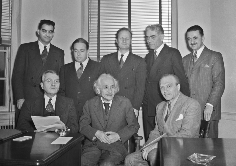 #ThrowbackThursday: Albert Einstein and seven other leading scientists are pictured at a luncheon on Nov. 17, 1946, given by the emergency committee of atomic scientists, a group Einstein co-founded to warn the public of the dangers of nuclear weapons.