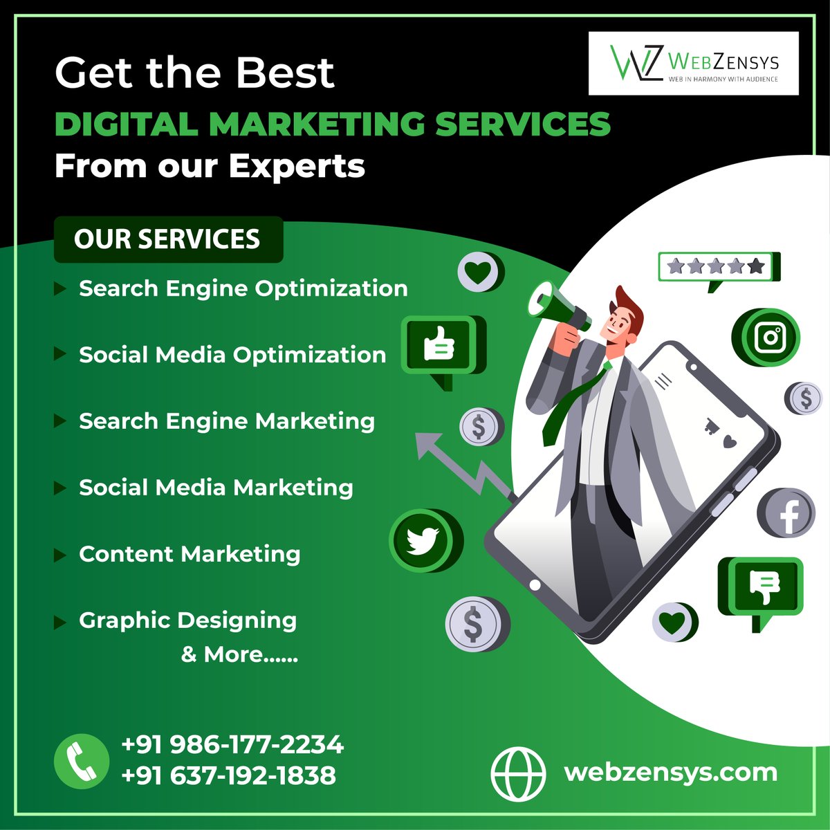 WebZensys's tweet image. Are You Looking For Digital Marketing Services? Get The Best Digital Marketing Services from Our Experts At an Affordable Price. To Get A Quote, Call us Now.
#digitalmarketing #digitalmarketingservices #searchengineoptimization #seo #socialmediamarketing #googleads #graphicdesign