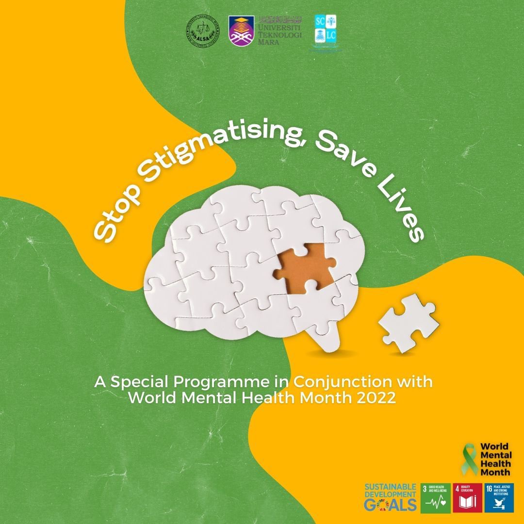ALSAUiTM's tweet photo. Greetings from ALSA UiTM ✨

The month of October has been unquestionably relevant to those who experienced mental illness. https://t.co/gFrZyVBLyF