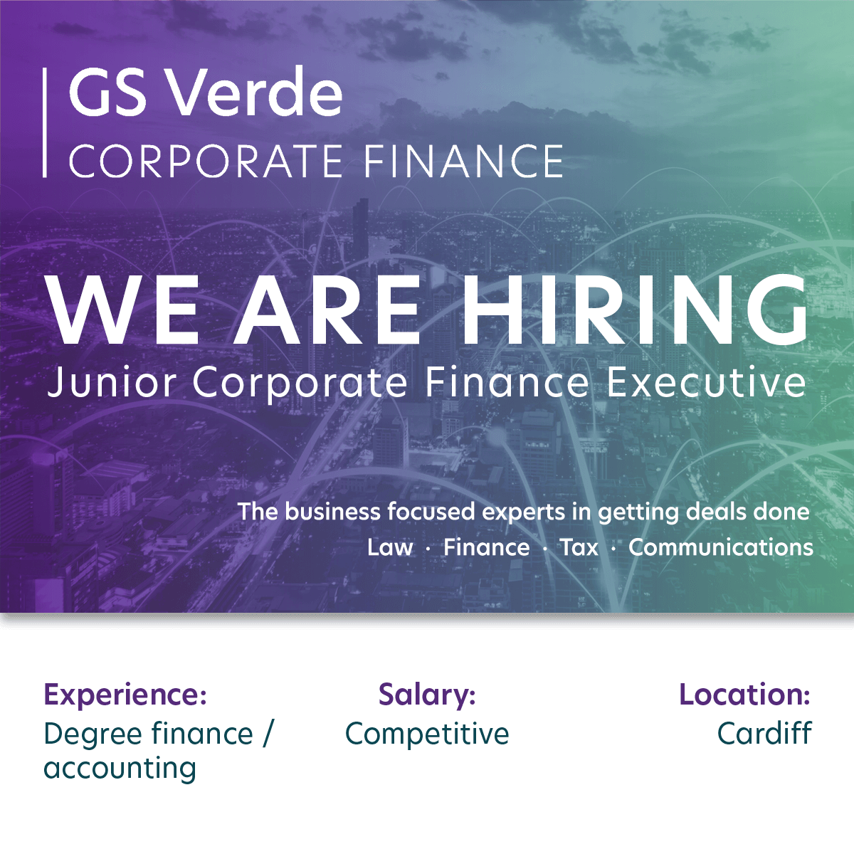 We are now hiring for a Junior Corporate Finance Executive role.

This role would suit a graduate who is looking to start their career with a high-growth group

Find out more information about the role, and how to apply here:
bit.ly/3ewbJ9J
#recruiting #hiring #jobsearch