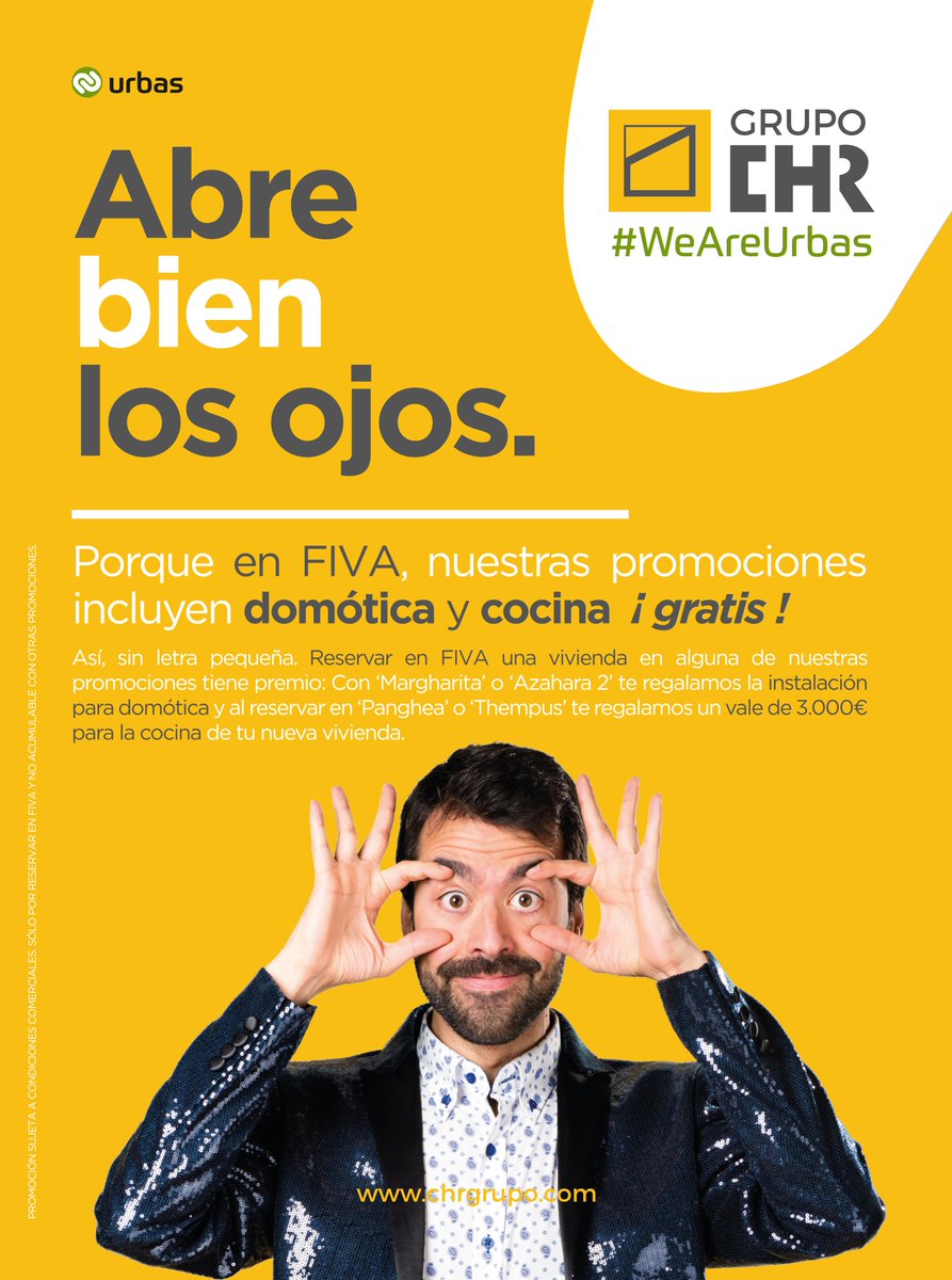 Desde mañana estaremos en #FIVA como <a href="/GrupoCHR/">Grupo CHR</a>, empresa de Grupo URBAS, para mostraros la mayor oferta de obra nueva en la ciudad
Y lo haremos con promociones exclusivas al reservar durante la Feria Inmobiliaria de #Valladolid

¡Busca el stand amarillo! 
#WeAreUrbas