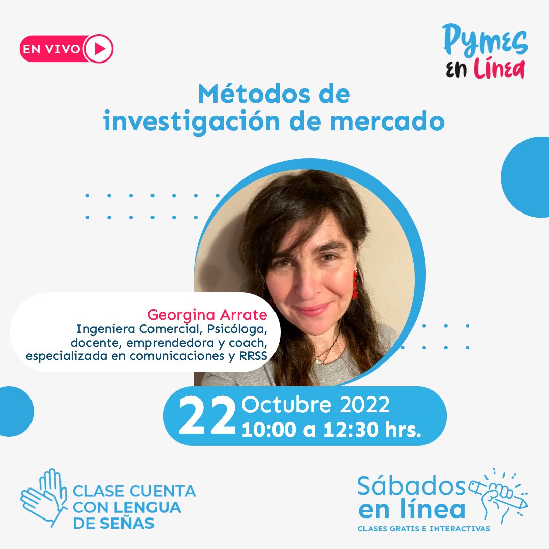 Corfo_RM's tweet photo. Nueva clase en vivo gratuita del Programa #PymesEnLinea de @Corfo En esta clase magistral comprenderemos la importancia de investigar el mercado: clientes, competencias y oportunidades de crecimiento.
🗓️ 22 de octubre
⏳10:00 hrs
👉https://t.co/EJXMY9ZQOt https://t.co/kpbBhbCh3E