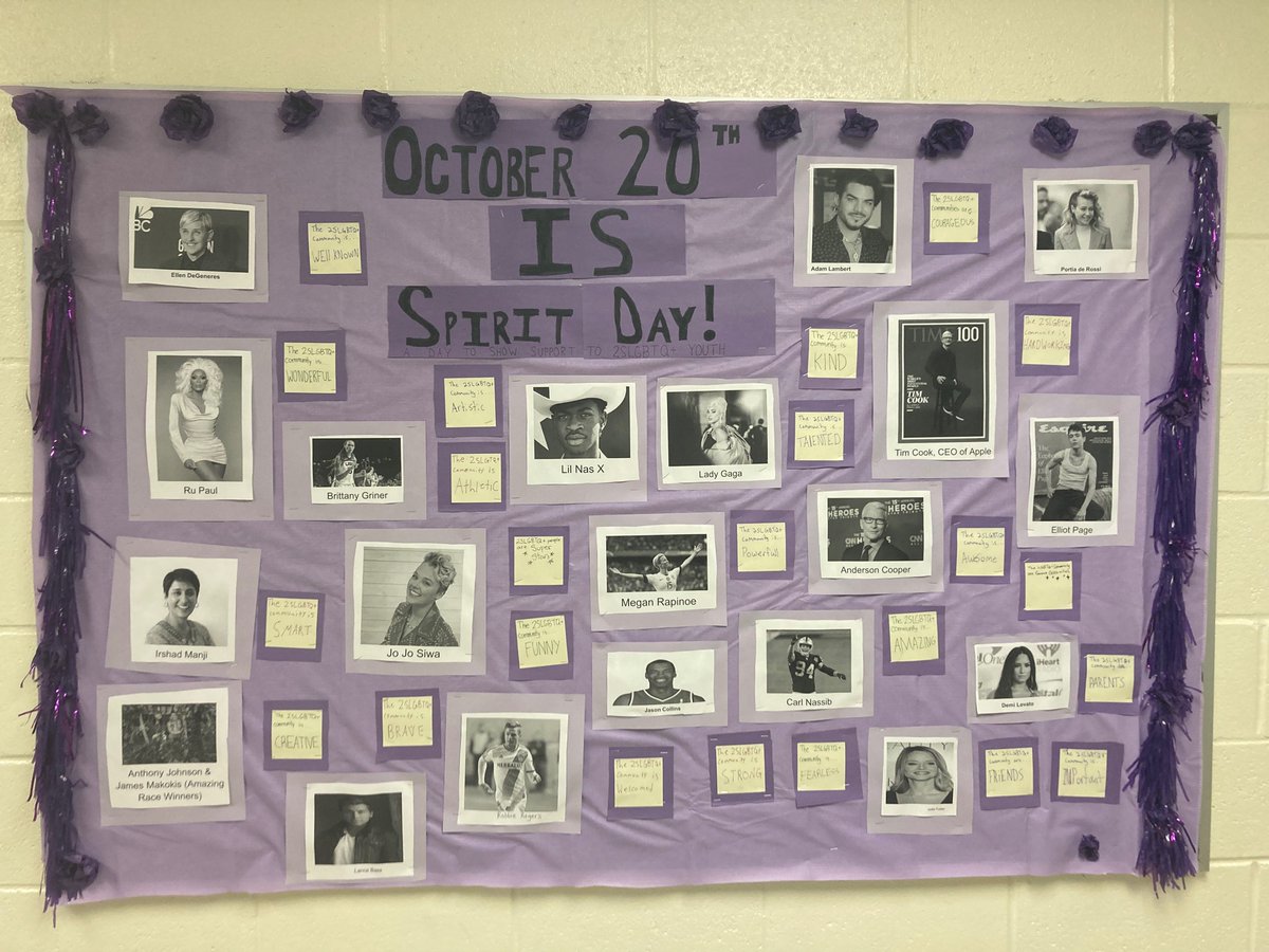 megan_glanfield's tweet photo. Spirit Day is today and gives me ALL the feels!! Rep your purple for 2SLGBTQ + kids today - it could literally save a life. 💜 #SpiritDay https://t.co/GaSxFelers