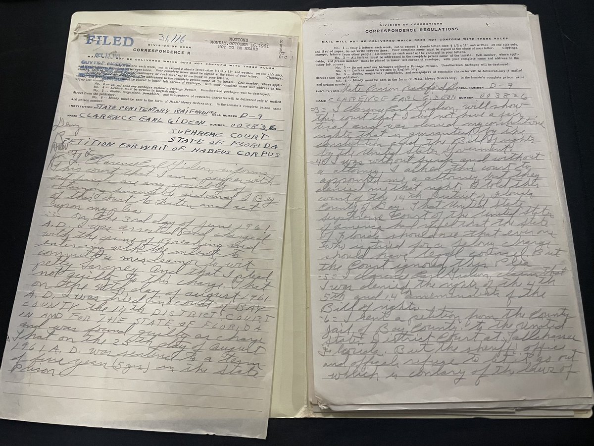 JaclynHolimon's tweet photo. This week I was trained to review and publish lesson plans for #CPALMS. I got to take a trip to the State Archives of Florida and hold the original Petition for Writ of Habeas from Gideon, among many other influential original documents. Civics nerds, eat your hearts out! https://t.co/Bn401foxhc