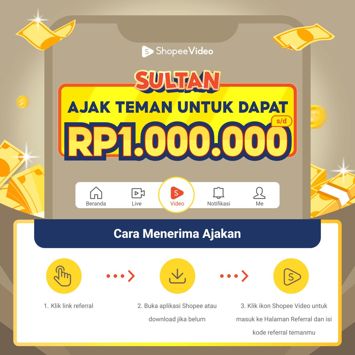 💸 Klik &amp; Dapat 1RB! 
Bergabung &amp; Download Shopee SEKARANG #SultanShopeeVideo 
Kode referral: ZR6XWB
Klik untuk menerima undangan 👇👇shopee.co.id/universal-link…