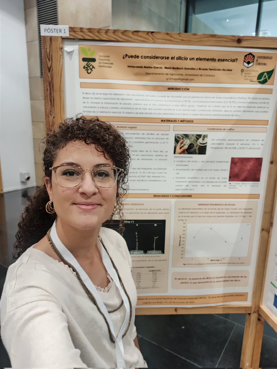 MartosInma's tweet image. Estás son algunas de las aportaciones del @AgronomiaUCO en las VII Jornadas nacionales del grupo de olivicultura de @SECHorticolas:
➡️¿Puede considerarse el Silicio un elemento esencial?
➡️ Variabilidad en la producción de polen en el olivo cultivado @Mercesrg