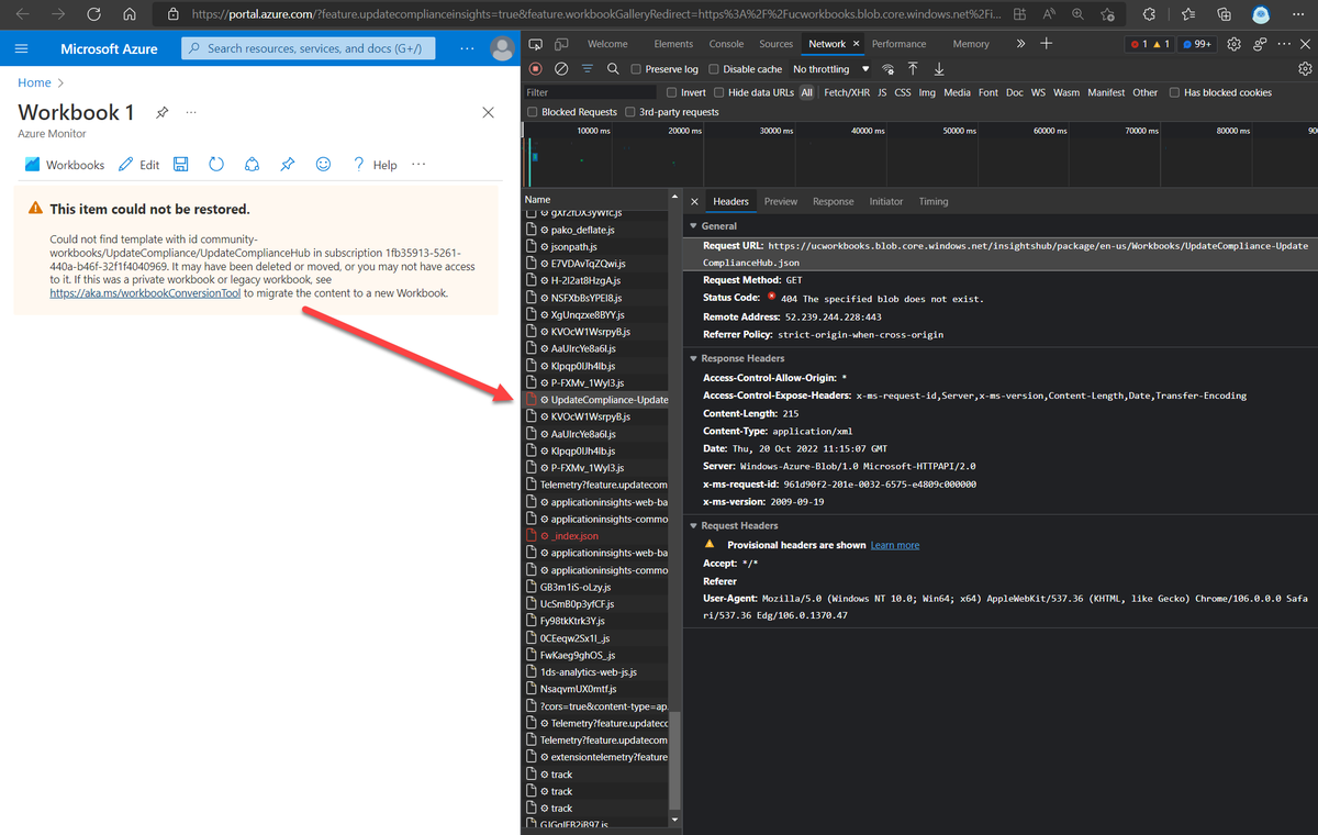 modaly_it's tweet photo. I think you might want to look into this issue @bytenerd and @ariaupdated. When using the admin portal to access the update compliance workbook (as opposed to going direct in Azure monitor), things look quite broken at the moment. #UpdateCompliance #MSIntune #ConfigMgr https://t.co/wOJ6kFbyS8