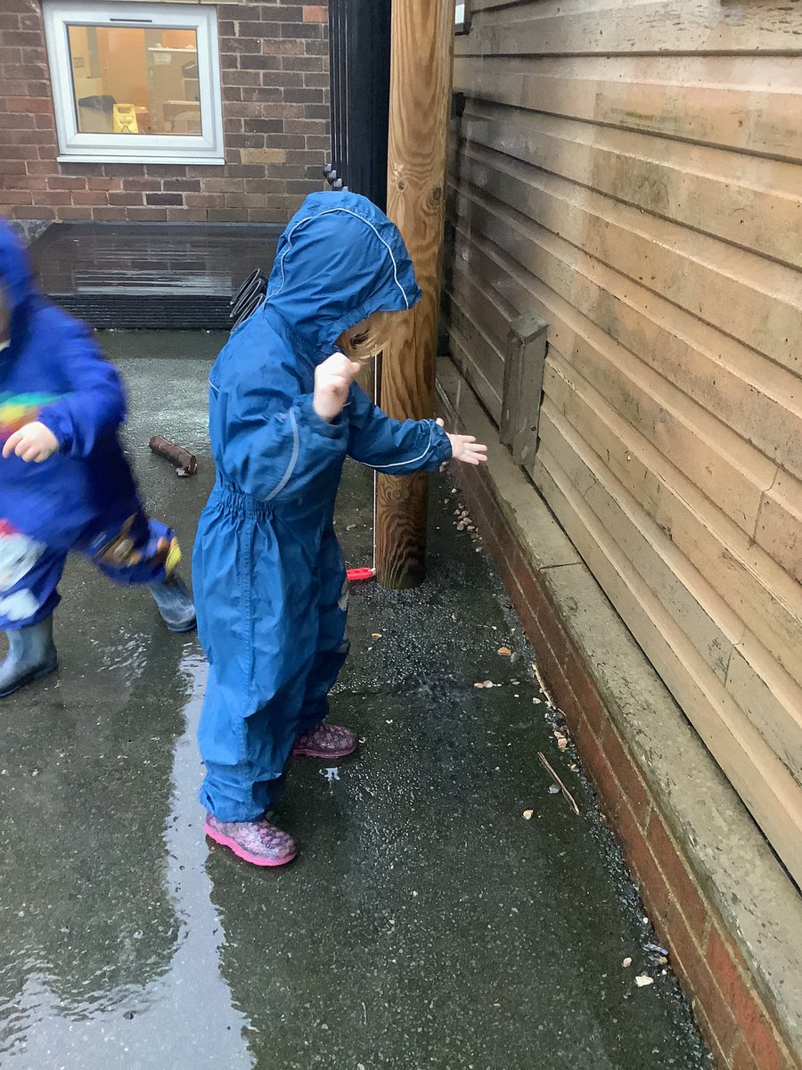 Even though the weather is miserable today, it didn’t stop us Bumble Bees from getting togged up and splashing in puddles. #outdoorlearning #splishsplash