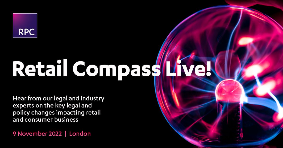 RPCLegal's tweet photo. π¨ Places are filling up fast for our Retail Compass Live event on Wed, 9 Nov!
π For more info & to register, visit https://t.co/IzHP15jOOX.
π Read the Autumn edition of Retail Compass here: https://t.co/YQnX5O5Nmf.
#RetailTherapy #RetailCompass #Metaverse #Data #ESG https://t.co/2GIfMZad5o