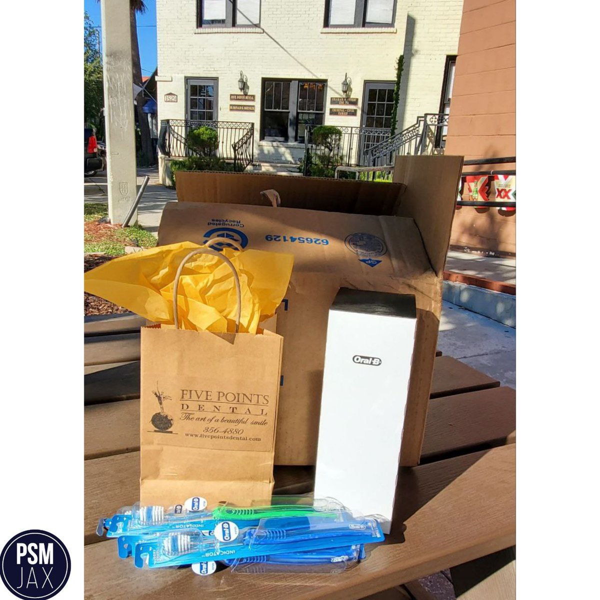 PSMJAX's tweet photo. Thank you Dr. Ronald K. Roessler, DMD at Five Points Dental for the donation for our housing program residents!
#PSMJax #FivePointsDental #DentalCare #Goodies #HomeSafe #PresbyterianSocialMinistries #ConnectingThoseWhoHaveWithThoseWhoNeed #Nonprofit https://t.co/AG4Ovyizzg