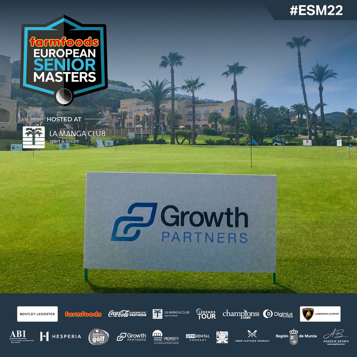 ESMastersGolf's tweet photo. Which company logos did you spot during the Farmfoods European Senior Masters? See below a few of many.
@Crew_Clothing @regiondemurcia @bentleyleices
@euLegendsTour @LaMangaClub @VisitMurciaGolf #costacalidameansgolf #itrem #ESM22 https://t.co/O3tvNsXWns