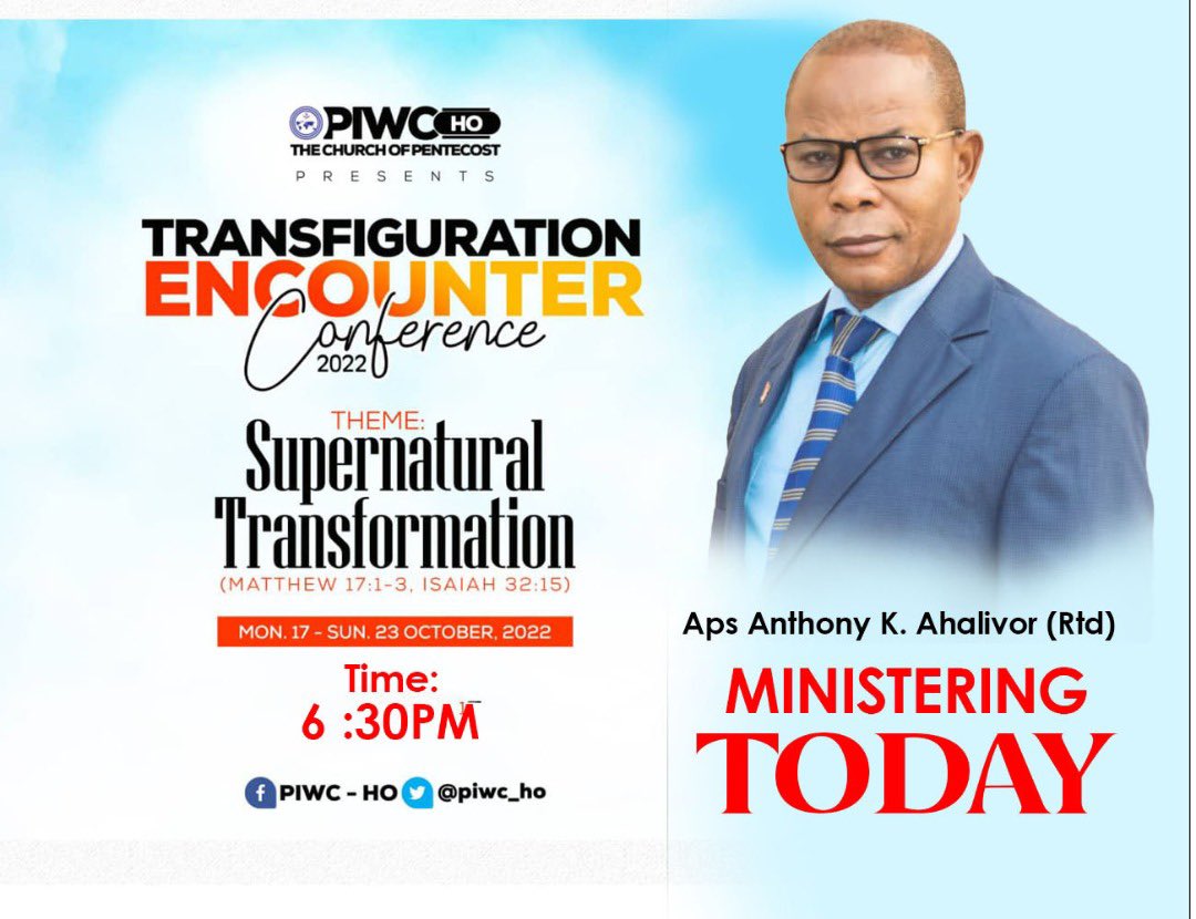 It's an Apostolic invasion that will leave in its wake fresh oil, fire and mantles.

join us this evening. You can also join us online via Facebook PIWC - HO.

Another fiery encounter awaits, see you. Shalom.

#TEC2022 
#SupernaturalTransformation 
#PossessingTheNations