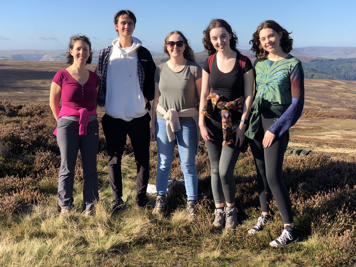 NoemieHamilton's tweet photo. Although our #FirthCourt @sheffielduni building is gorgeous atm, we headed to the #PeakDistrict for our first  #academic #retreat in the sunshine to welcome our new students Lizzy, Corinna and @TobyT1888 with @HollyRutherfo18 #foodforbrain #AutumnVibes https://t.co/plLyLN1JuZ