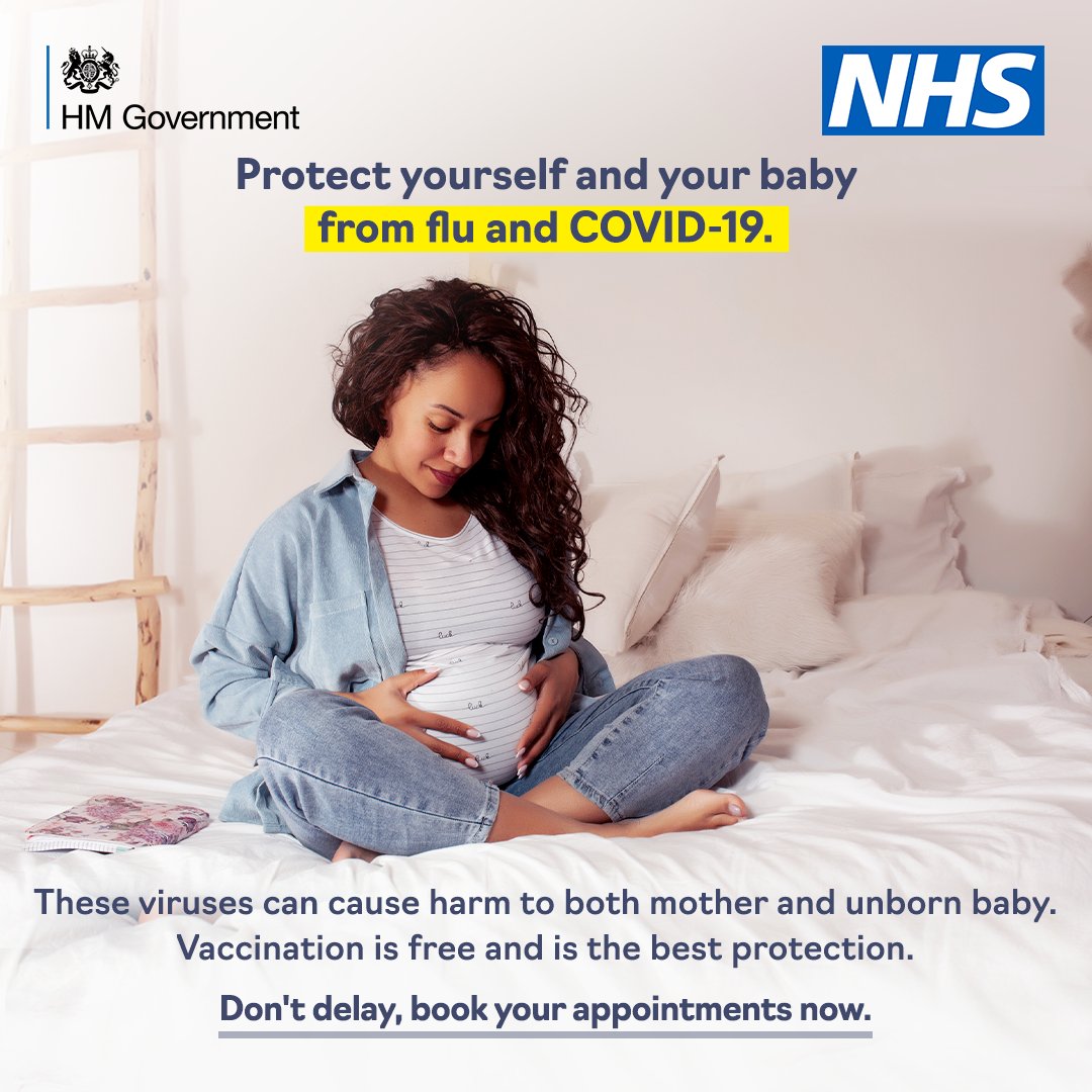 COVID and Flu vaccines are important to keep mothers and babies safe, especially through Winter. Find out how to get yours here: nhs.uk/conditions/vac…