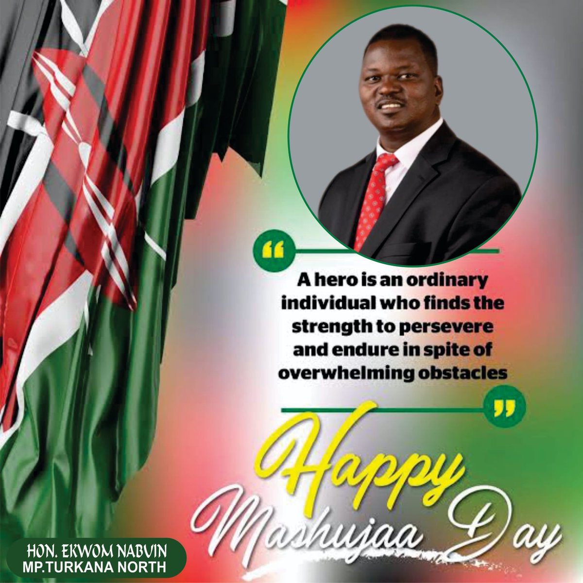 Mashujaa in Lowarengak/ Ngisiger location…we intend to decentralize Gov’t services….every village must feel the presence of the Gov’t and the trappings that come with such celebrations…again, thank u Turkana North…Kazi imeenza