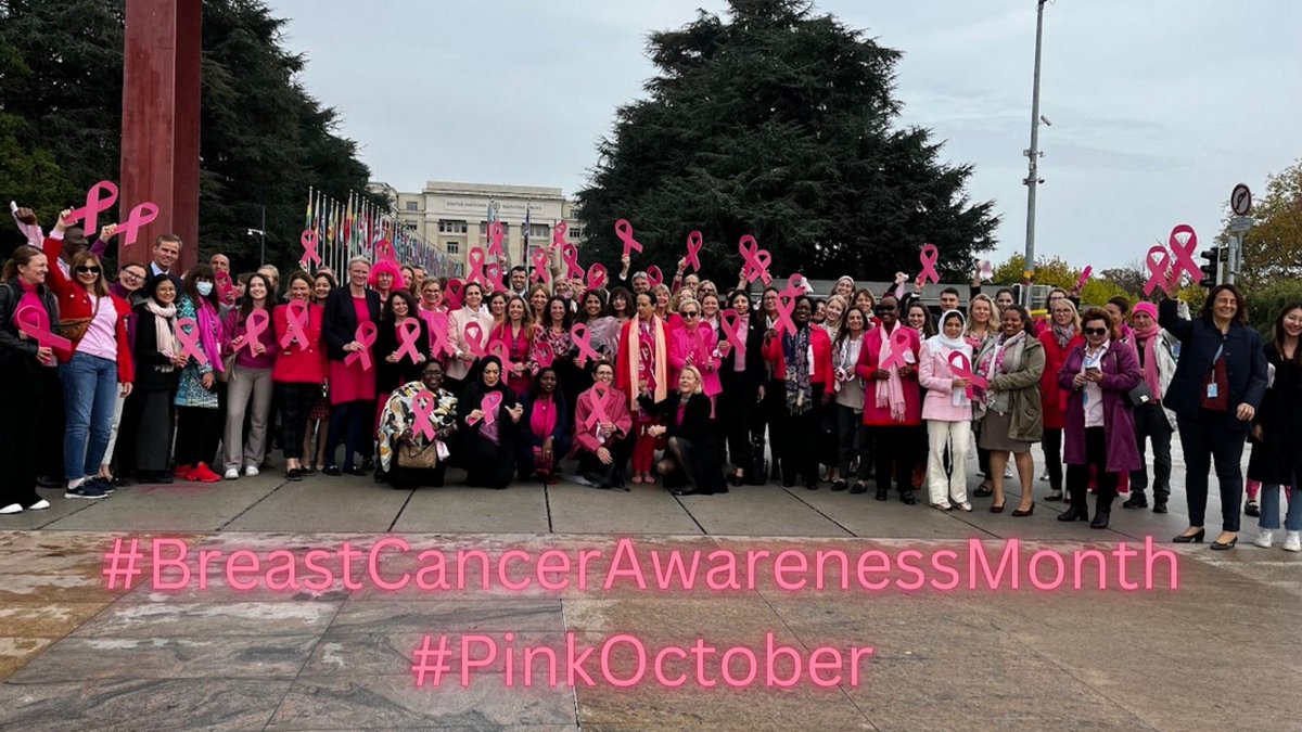 #BreastCancer is the most common cancer in women & the principal cause of death from cancer among ♀️ globally. It concerns all countries & populations. Today Ambassadors from across the🌎unite to raise awareness & show their solidarity. #BreastCancerAwarenessMonth #PinkOctober