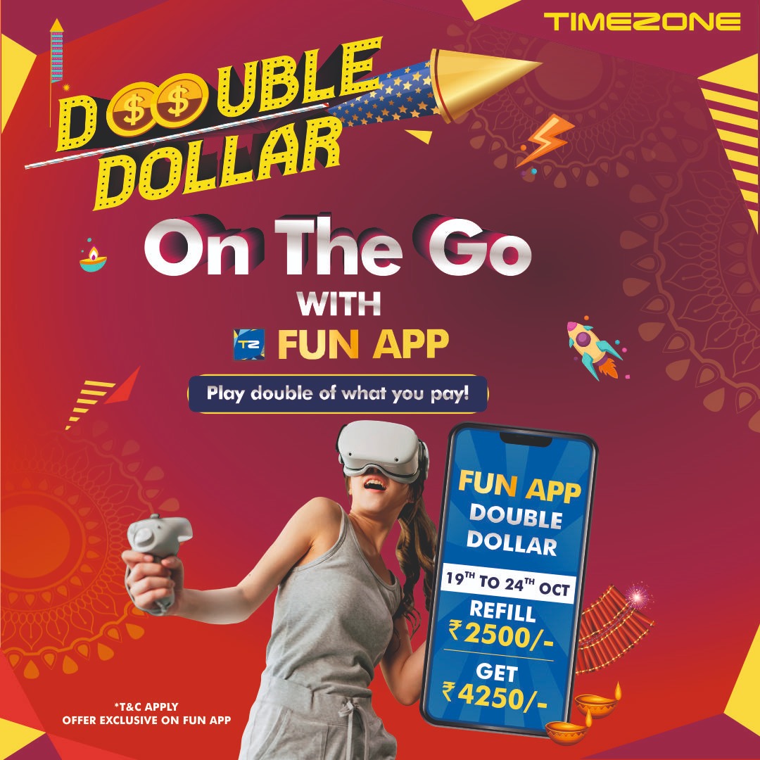 timezone_india's tweet photo. It's a double delight with our double dollar offer!This Diwali,let's have a blast with a variety of games and https://t.co/UP1uX0spzA double of what you pay!Offer valid from 19-24th Oct, exclusive for the Fun App users.
#Timezonegames #TimezoneFunApp #TimezoneDoubleDollar #Offer https://t.co/VlgnDs6gU6