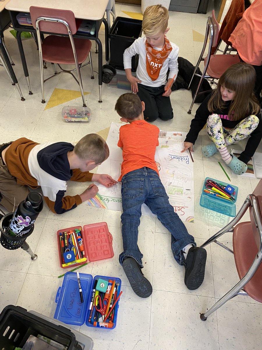 MrsCanane's tweet photo. That’s a wrap on Unit 1. We finished by having students work collaboratively on story element charts. They had a blast! @EMorichesES @EastMorichesSD https://t.co/0FkP1T84Ey