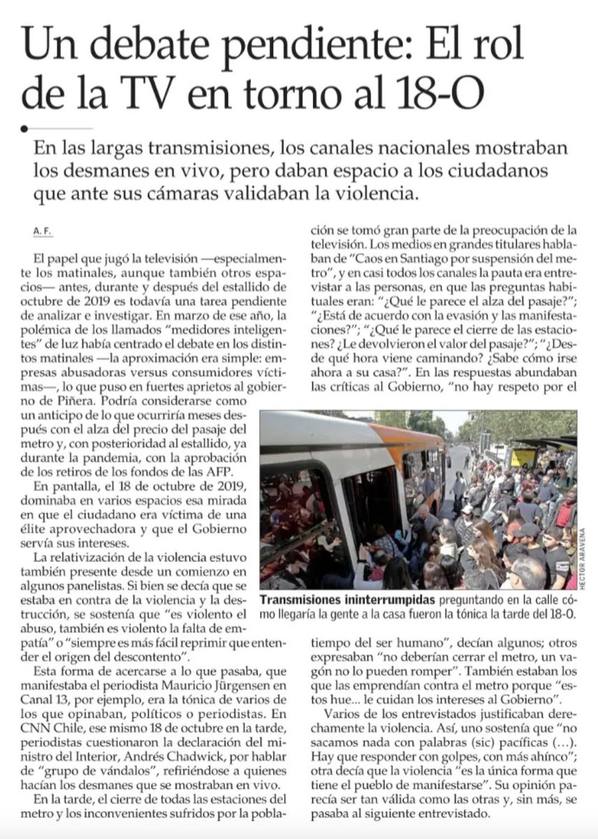 El Mercurio criticizing media on their coverage of the estallido is probably the most cynical thing I've ever read in my time here in Chile.